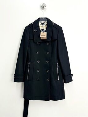 Burberry Black Double-Breasted Pea Coat